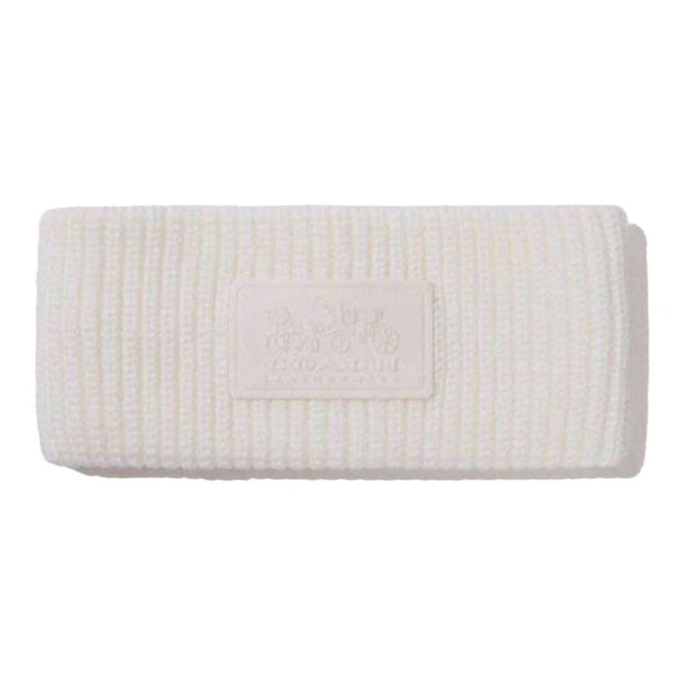 COACH Cable Knit Chunky Winter headband with Logo Patch Cream Color NEW